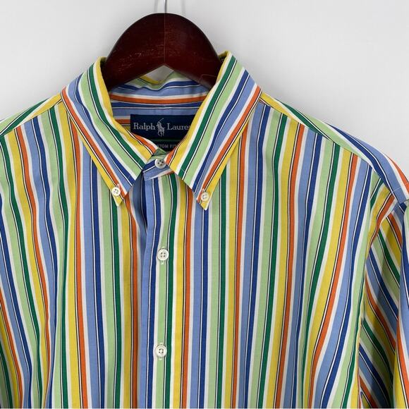 Ralph Lauren colorful striped button down shirt size 16 1/2 large - Picture 2 of 10